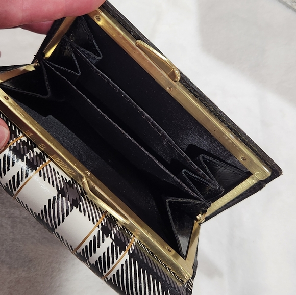 Patricia Nash Woodstock Leather Frame Wallet, Black & White Plaid - Picture 10 of 10